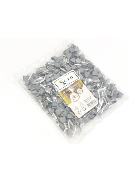 2,5 mm Çift Girişli Izoleli Kablo Yüksüğü – Fransız Norm – Gri – 1 Paket (250 Adet) fiyatları