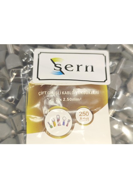 2,5 mm Çift Girişli Izoleli Kablo Yüksüğü – Fransız Norm – Gri – 1 Paket (250 Adet) fırsatları