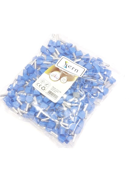 2,5 mm Çift Girişli Izoleli Kablo Yüksüğü – Alman Norm – Mavi – 1 Paket (250 Adet) fiyatları