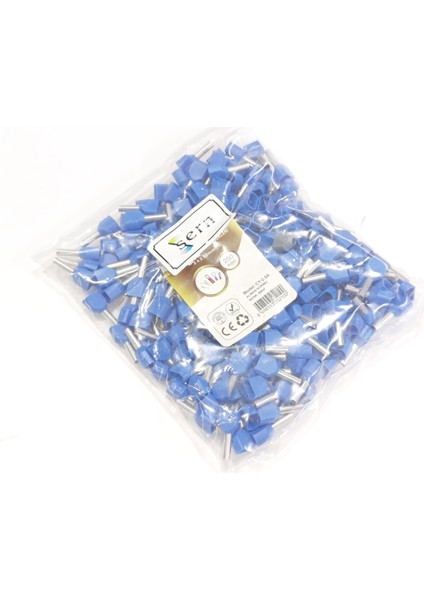 2,5 mm Çift Girişli Izoleli Kablo Yüksüğü – Alman Norm – Mavi – 1 Paket (250 Adet) fırsatları