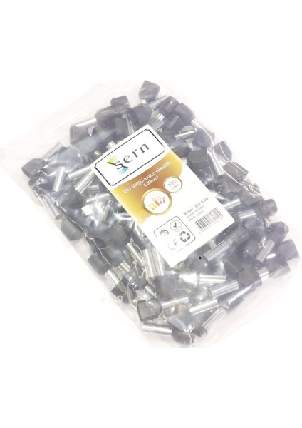 6 mm Çift Girişli Izoleli Kablo Yüksüğü – Alman Norm – Siyah – 1 Paket (100 Adet) fiyatları