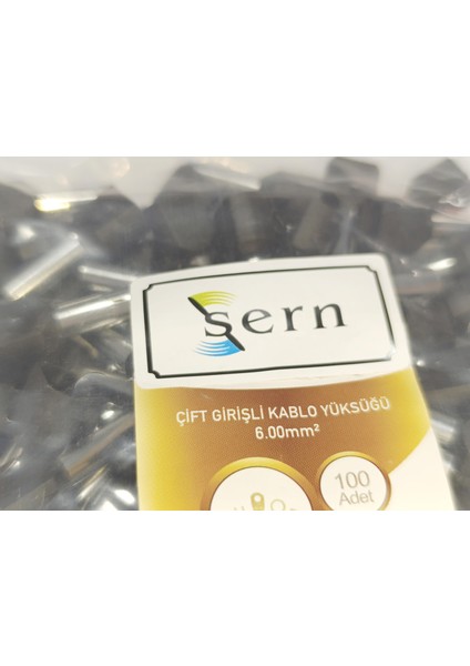6 mm Çift Girişli Izoleli Kablo Yüksüğü – Alman Norm – Siyah – 1 Paket (100 Adet) fırsatları