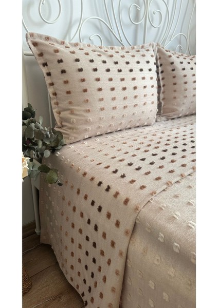 Lale Model Bej / Kahverengi Yatak Örtüsü ve Pike Takımı Çift Kişilik modelleri