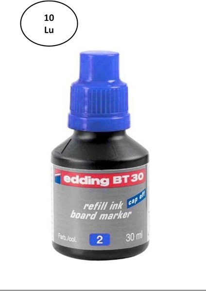 Edding Tahta Kalem Mürekkep 30 ml Mavi 10'lu