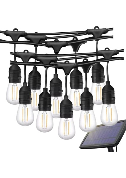 Güneş Enerjili Solar 10 Adet S14 LED Ampullü 10 Metre LED Işık Seti