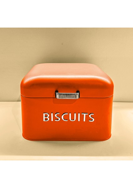 Home Biscutis Galvaniz Metal Saklama Kutusu - Kırmızı