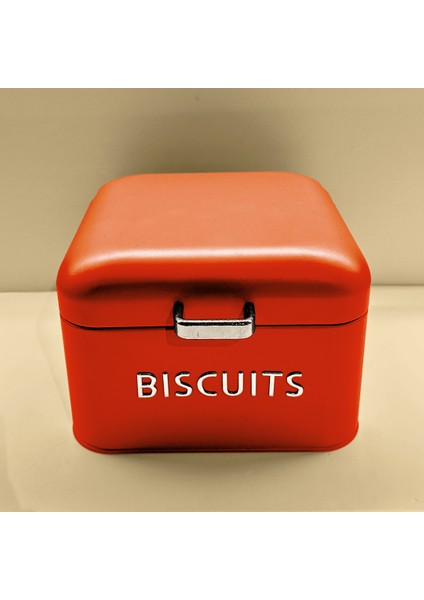 Home Biscutis Galvaniz Metal Saklama Kutusu - Kırmızı