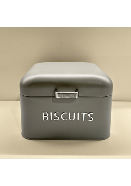Home Biscutis Galvaniz Metal Saklama Kutusu - Gri