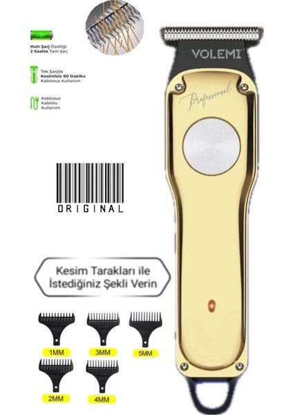 00085 Profesyonel USB Şarjlı Berber Tıraş Makinesi Saç Sakal Tıraş Makinası Erkek Bakım Seti