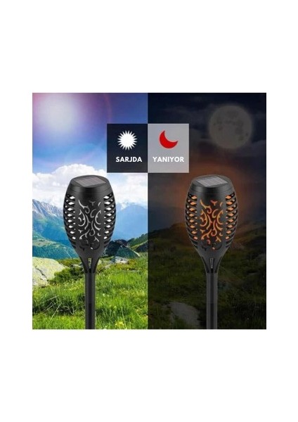 Solar Alev Efektli Bahçe Lambası