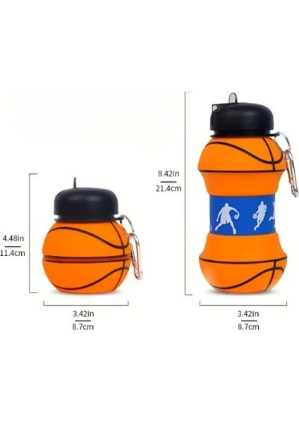Basketbol Topu Tasarımlı Akordiyon Su Şişesi
