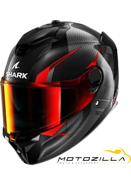 Spartan Gt Pro Karbon Kırmızı Şeffaf Vizörlü