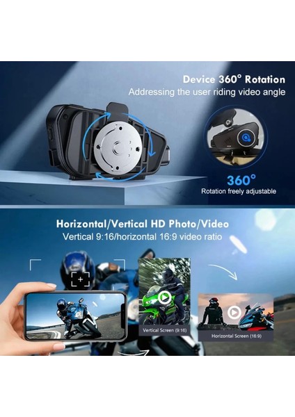 Q28 Motosiklet Kask Bluetooth Kulaklık 1080P Kamera Interkom Kulaklık Su Geçirmez Intercom