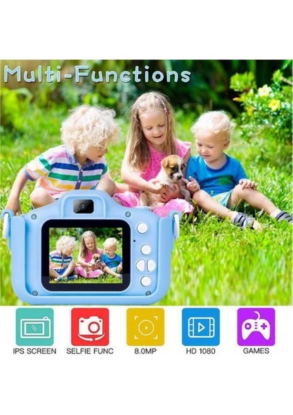 Çocuk Dijital Fotoğraf Makinası 20 Mp Video Kaydedici 2.0 Inç Çift Kameralı