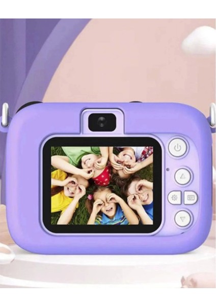 Mini 1080P Hd Çocuk Kamera Dijital Fotoğraf Makinesi 2.0 Inç Ekran 5 Adet Oyun Mor