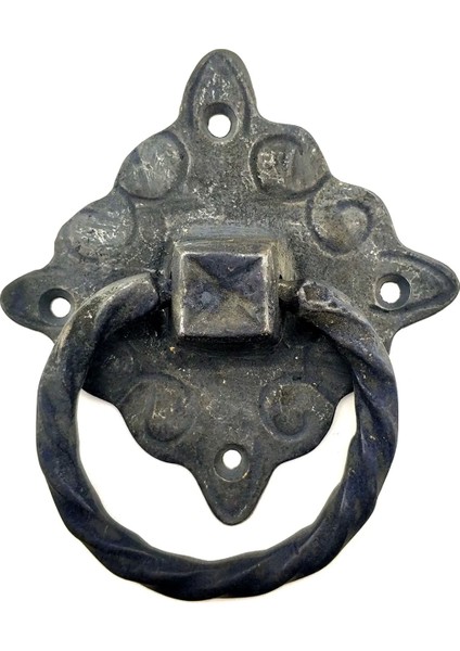 Antika Tarz Dekoratif Pirinç Mobilya Kulbu, Kapı Kilit Halkası - 94X97 Mm, Büyük, Oksit