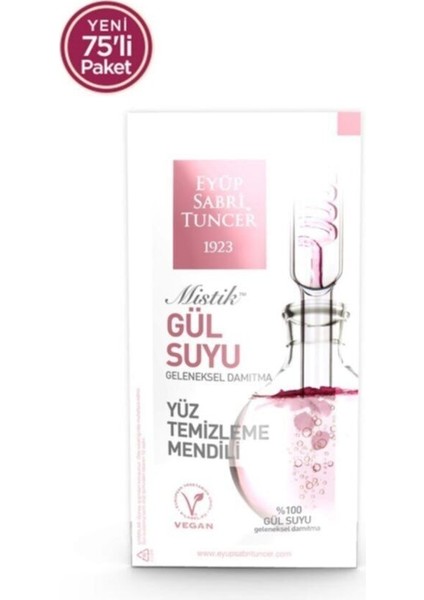 Mistik Gül Suyu Yüz Temizleme Mendili Küçük Boy 75 Li