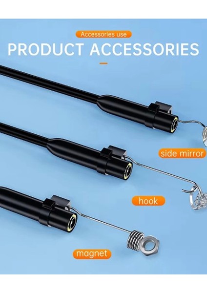 Endoskop Yılan Video Kamera Ios ve Android Uyumlu Led’li 10 Metre 8 mm Sert Kablo 2mp