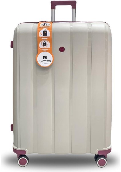 Bavul Orta ve Kabin 2li Set Kırılmaz Silikon Valiz V305 Kemik/mürdüm