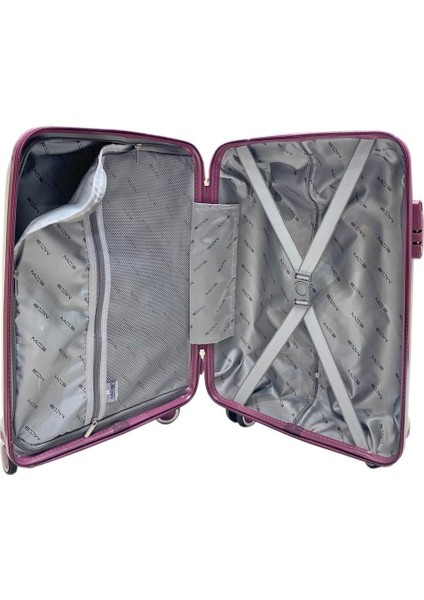 Bavul Orta ve Kabin 2li Set Kırılmaz Silikon Valiz V305 Kemik/mürdüm