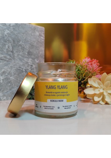Ylang Ylang Kokulu Rafine Parafin Kavanoz Mum | Ekonomik Seri