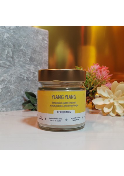 Ylang Ylang Kokulu Rafine Parafin Kavanoz Mum | Ekonomik Seri