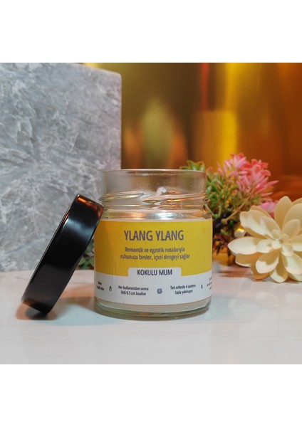 Ylang Ylang Kokulu Rafine Parafin Kavanoz Mum | Ekonomik Seri