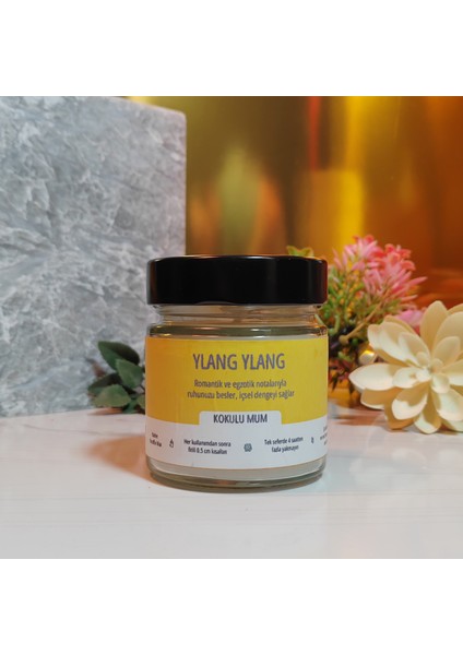 Ylang Ylang Kokulu Rafine Parafin Kavanoz Mum | Ekonomik Seri