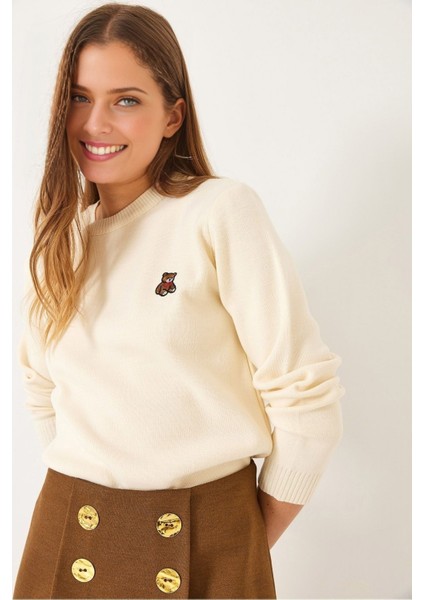 Kadınteddy Nakışlı Bisiklet Yaka Basic Kaza