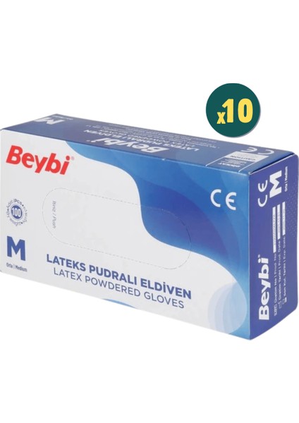 Eldiven Lateks Pudralı Medium 100'LÜ 10 Kutu