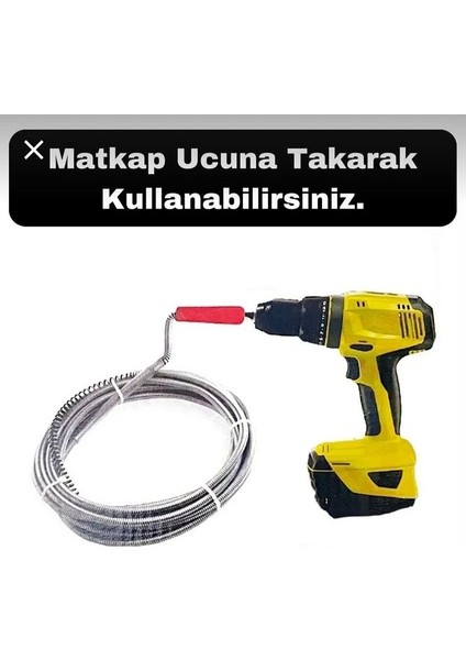 Lavabo Gider Açıcı 7 Metre 9 mm Matkap Özel Uçlu Kanal Susta ( Matkap Ucuna Takarak Kullanabilirsiniz )