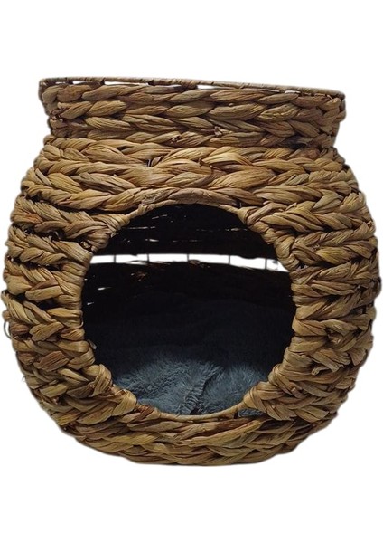 2 Katlı Hasır Yastıklı Kedi ve Köpek Evi Sepeti 48X48X45 cm 4033