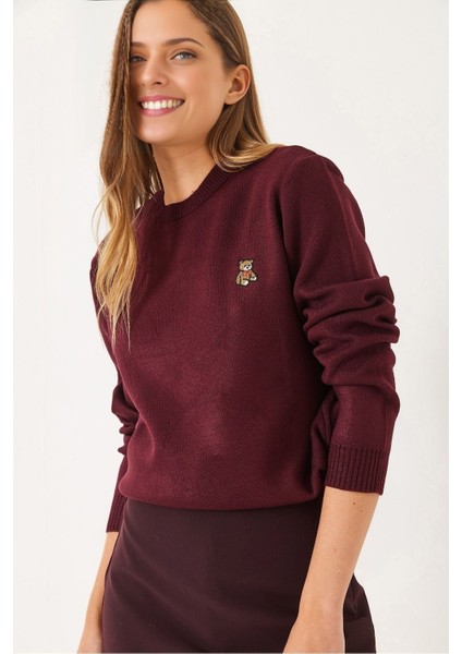 Kadınteddy Nakışlı Bisiklet Yaka Basic Kaza