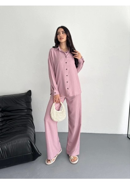Gömlek Pantolon Ikili Takım - Toz Pembe