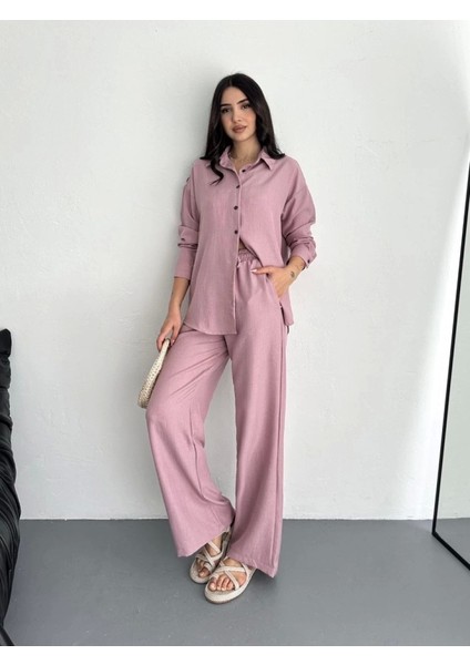 Gömlek Pantolon Ikili Takım - Toz Pembe