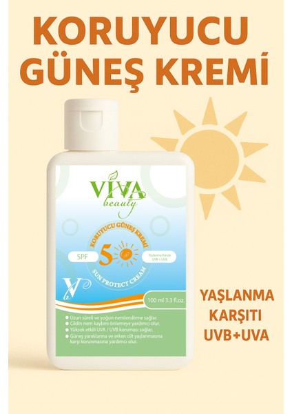 Viva Spf 50+ Günlük Yüksek Uv Korumalı Yüz Güneş Kremi 100ML