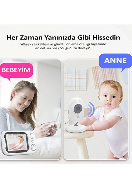 Gece Görüşlü Bebek Odası Kamera Sıcaklık Uyarısı Izleme Ekranı