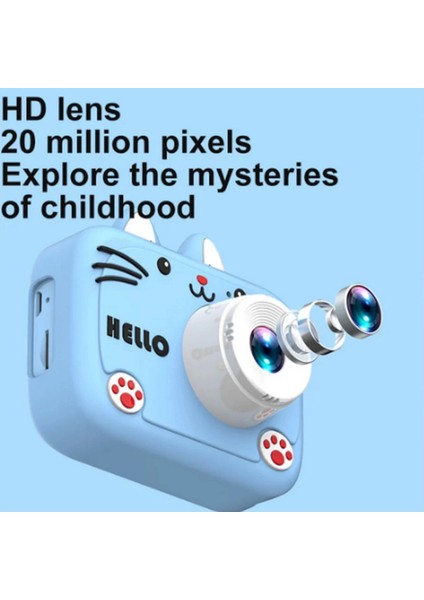 Hello Çocuk Dijital Fotoğraf Makinası 20 Mp Video Kaydedici 2.0 Inç Çift Kameralı KS-102