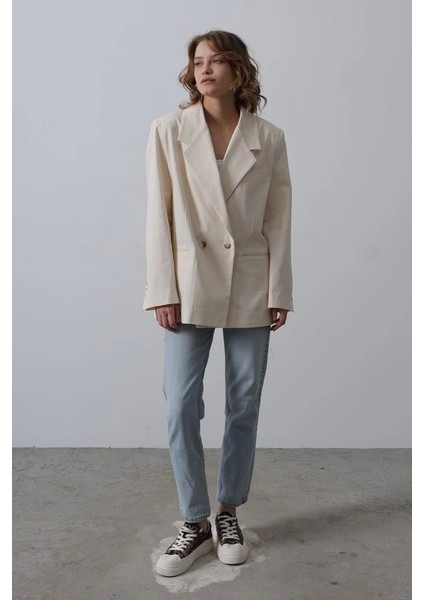 Oversize Blazer Ceket - Natür