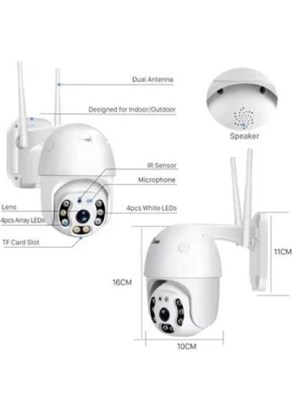 Apronx 3mp 2k 2,8 2.8mm APX-WP70 4g 8 LED Wifi Ptz