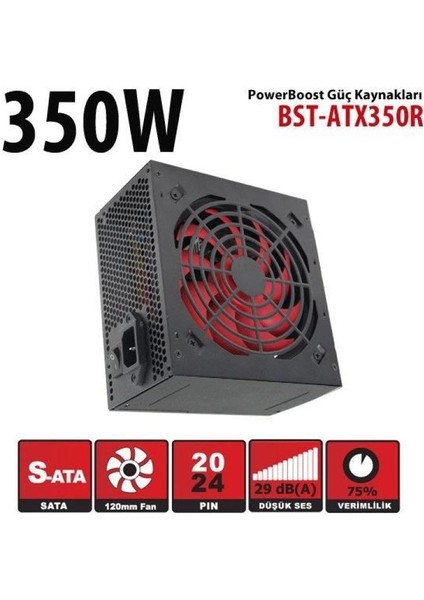 Powerboost 350W BST-ATX350R 12CM Fanlı Power Supply