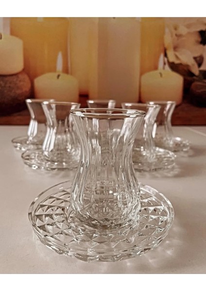 Alin Adela 6'lı Cam Çay Tabağı Çay Tabak Altlığı ROYALEKS-RYG8030 modelleri