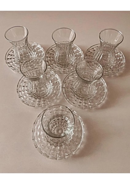 Alin Adela 6'lı Cam Çay Tabağı Çay Tabak Altlığı ROYALEKS-RYG8030 fırsatları