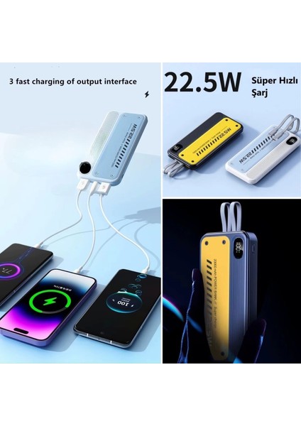 10000 Mah Hızlı Şarj Özellikli Aynı Anda 4 Cihazı Şarj Edebilen Powerbank