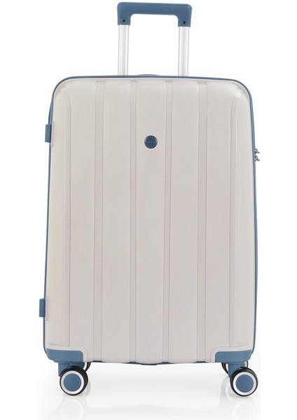 Bavul Orta ve Kabin 2li Set Kırılmaz Silikon Valiz V305 Kemik/skyblue fiyatları