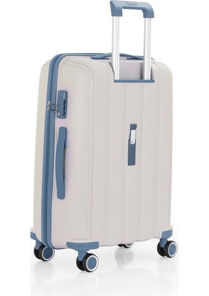 Bavul Orta ve Kabin 2li Set Kırılmaz Silikon Valiz V305 Kemik/skyblue indirimleri