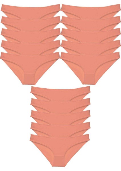 15 Adet Süper Eko Set Likralı Kadın Slip Külot Pudra