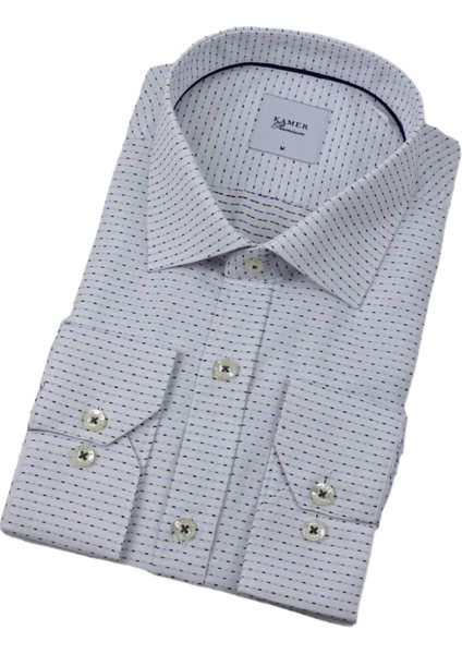 Erkek Klasik Puantiyeli Uzun Kol Gömlek 3706 BGL-ST04395