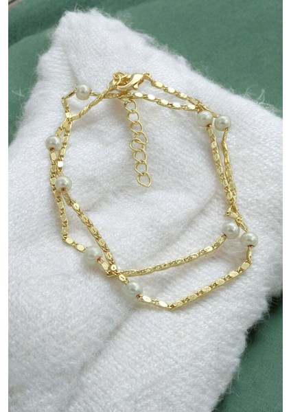 Premium Minimal Incili Ezme Zincir Kolye 50676