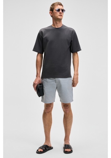 Chıc Erkek Relaxed Fit Dokulu Pamuk Kumaş Antrasit T-Shirt fiyatları